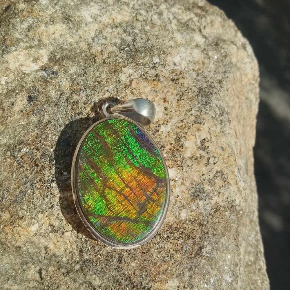 Rare Ammolite Pendant in 925 Silver
